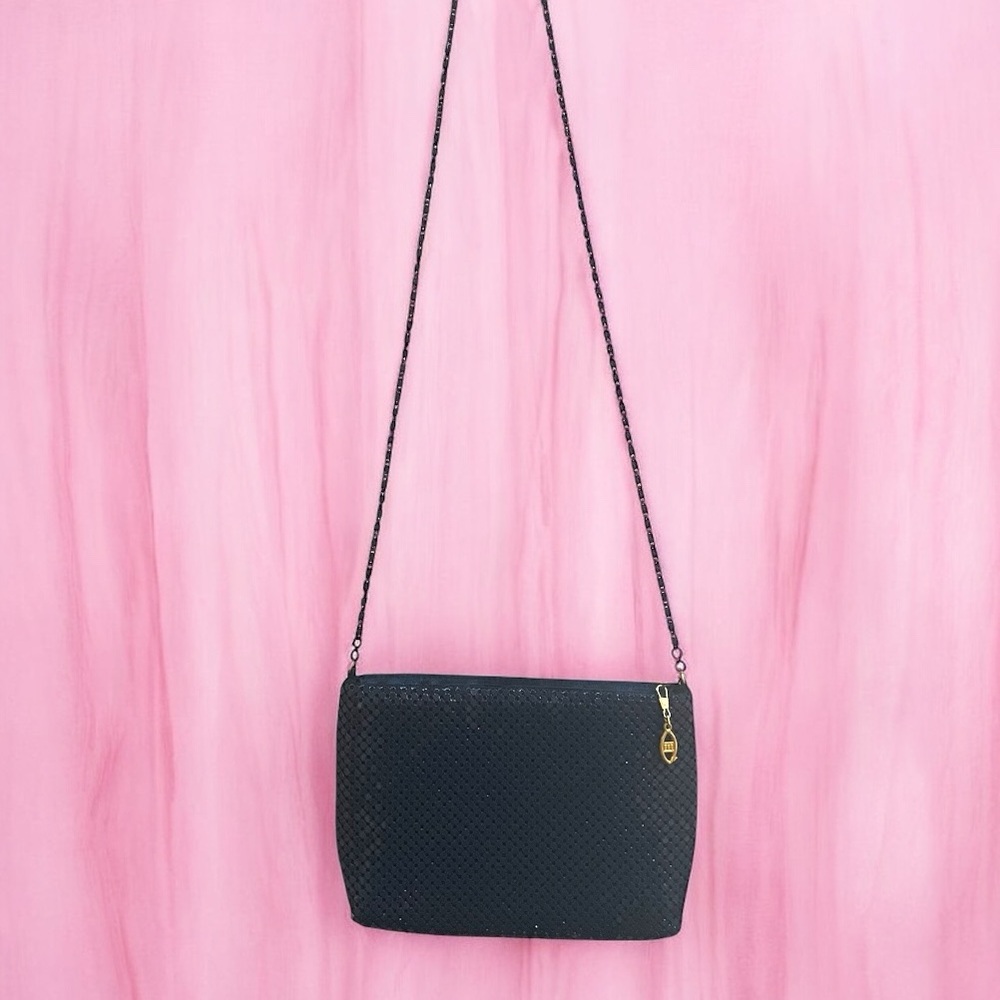 Navy mesh metallic crossbody purse elegant